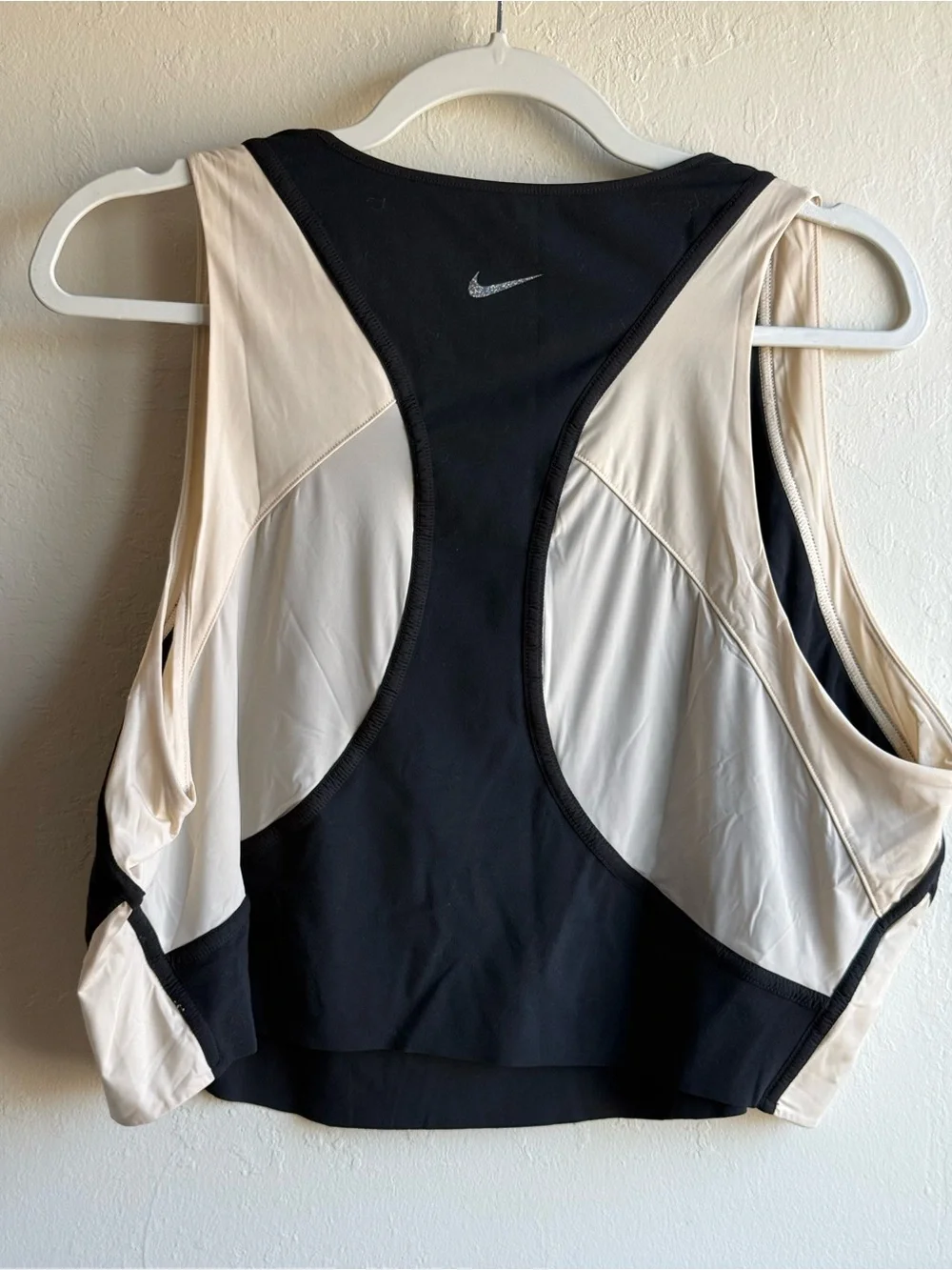 Nike YogaCrop DriFIT Black and Cream Women's Athletic Tank Top